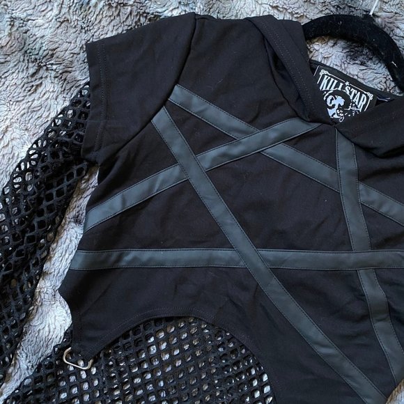 Killstar Pentagram Fishnet Top - Picture 3 of 10